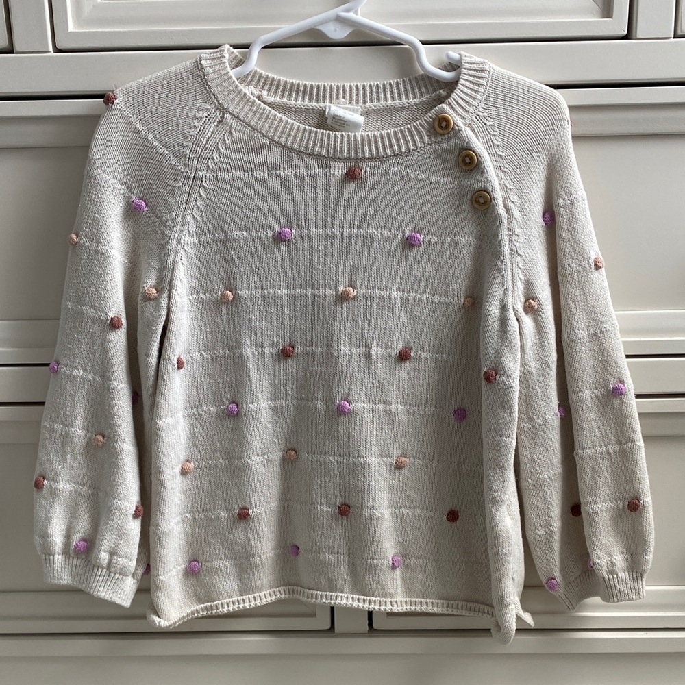 H&M Toddler 18M Cream Sweater with Pink and Brown Accents